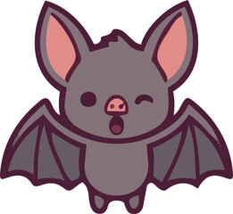 Obraz premium Cute Bat Flying Winking Excited Cartoon Mascot Vector Icon