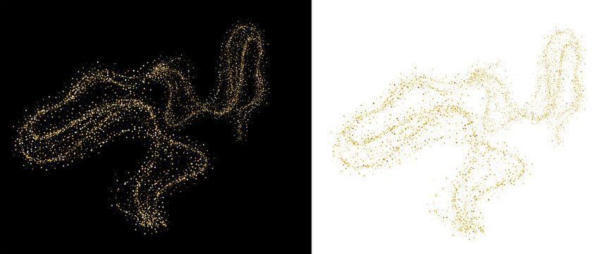 Abstract glowing golden magic sparkle dust wave trail isolated on transparent background