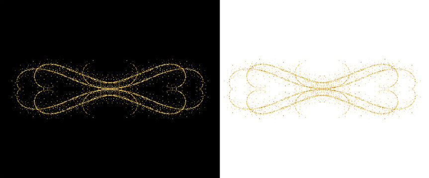 Abstract ornate glowing golden sparkle dust swirl isolated on transparent background
