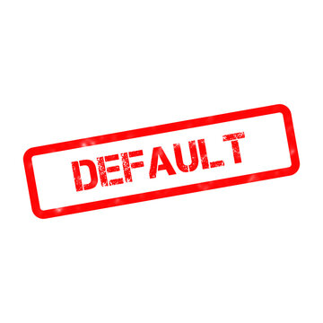 Red default rubber stamp on white background. Grungy default text sign. Weathered ink stamp for business and office use.