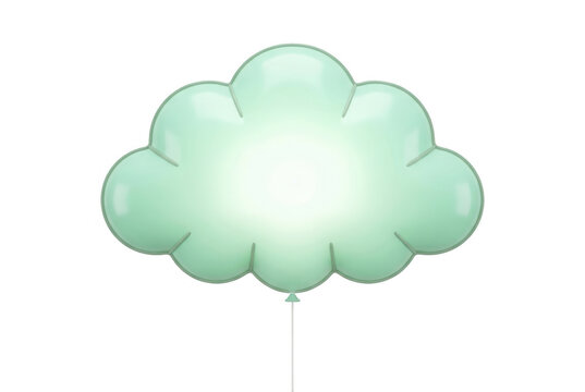 Globo de helio en forma de nube de color verde menta pastel aislado sobre un fondo blanco, ideal para decoraciones de fiestas infantiles, celebraciones de cumplea&ntilde;os y eventos tem&aacute;ticos.
