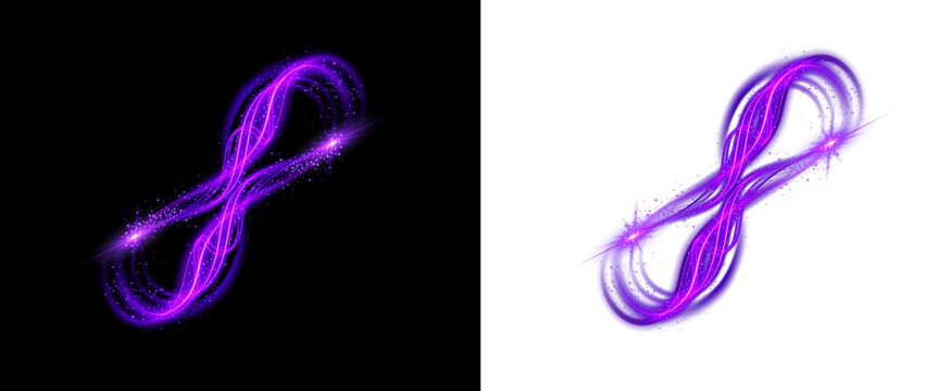 Abstract glowing purple magic sparkle wave dust isolated on transparent background