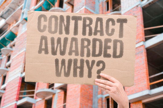 "Contract awarded why?" No competitive bidding process. CORRUPTION. INCOME. MINISTER. STATE. FUNDS.
