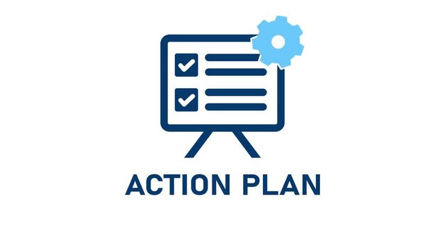 Action plan checklist icon animation, business strategy project management simple icon animation on white background.