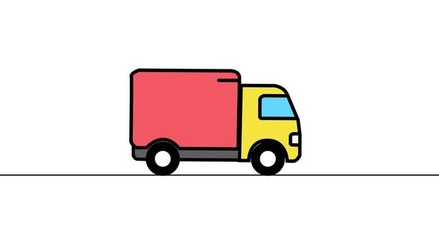 Delivery truck moving animation for shipping logistics and transport concept. Fast delivery, shipping services animation.