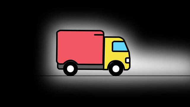 Delivery truck moving animation for shipping logistics and transport concept. Fast delivery, shipping services animation.
