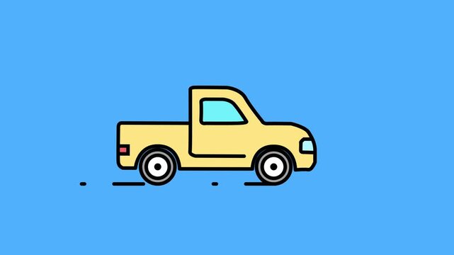 Colorful line icon Pickup truck driving animation for transport and cargo delivery concept. colorful line art car moving animation.