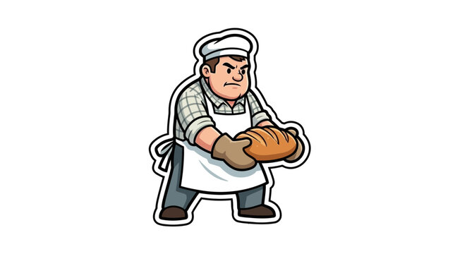Chef character holding freshly baked bread sticker