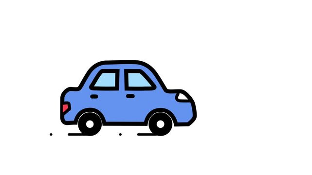 Colorful line art sedan car icon animation, modern colorful line art road travel vehicle transport concept.