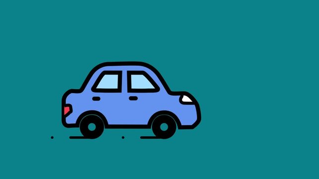 Colorful line art sedan car icon animation, modern colorful line art road travel vehicle transport concept.