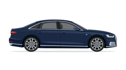 Fototapeta premium Elegant blue luxury sedan car side view illustration
