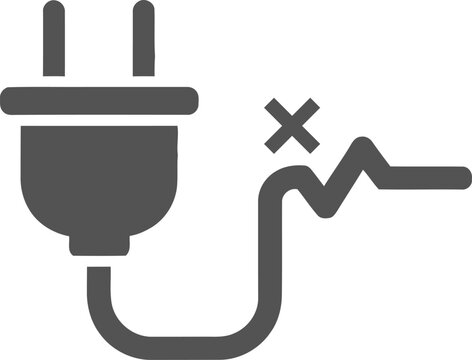 Broken electrical plug icon representing power failure or disconnected energy supply