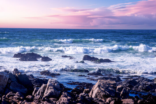 waves crashing on the beach