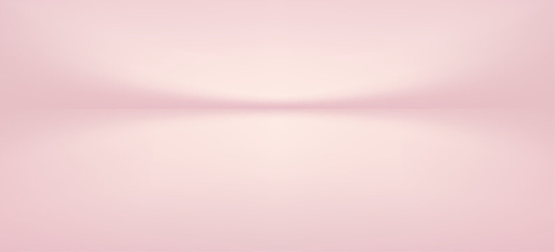 Clean abstract limbo setting featuring pink gradient walls, soft illumination on empty stage. Vector rose bg for showcasing products with sophisticated minimal aesthetic and subtle texture