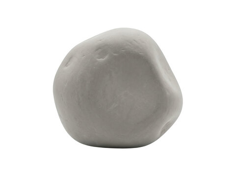 Un sasso grigio liscio e arrotondato isolato su uno sfondo bianco puro, perfetto per design minimalista, decorazione zen, benessere o concetti di natura e semplicit&agrave;.