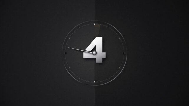 Vintage Movie Countdown Clock from 9 to 0 with Clockwise Wipe Animation