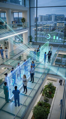 Fototapeta premium Futuristic Hospital with Digital Data Displays