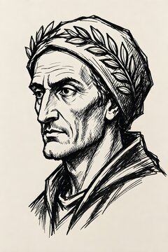 dante alighieri che guarda in camera a disegno