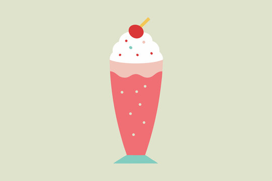 Strawberry Milkshake In Glass Topped With Whipped Cream