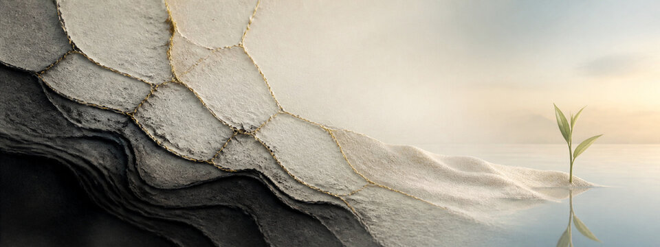 Fractured Paper Repaired Into a Peaceful New Dawn