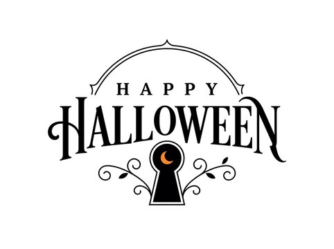 Elegant Halloween Greeting Design With Moon Key Illustration