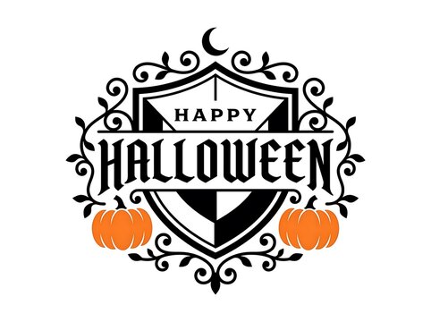 Elegant Halloween Greeting Card Design With Pumpkins And Decorative Border