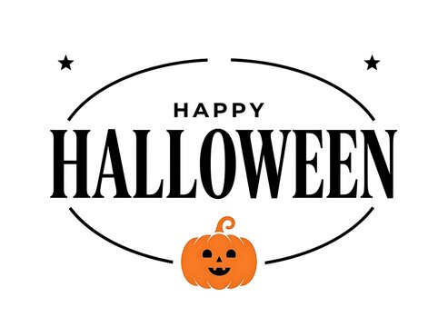 Happy Halloween graphic design with pumpkin illustration and stars