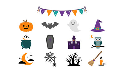 Fototapeta premium Celebrating the spooky season a collection of classic halloween icons and decorations for a festive october 31st