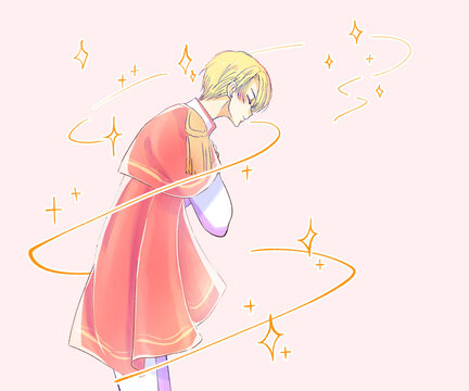 お辞儀をする王子様　マント　魔法