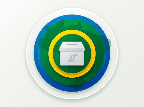 Brazil Election Concept with Ballot Box and Brazilian Map Illustration on Circular Badge