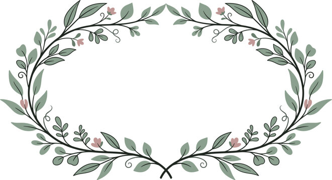 Elegant floral wreath design with green leaves and berries