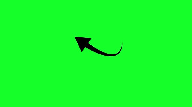 Animated Directional Arrow Motion Graphic on Green Screen Background in 4K for Video Editing, Navigation, UI and Professional Overlays  