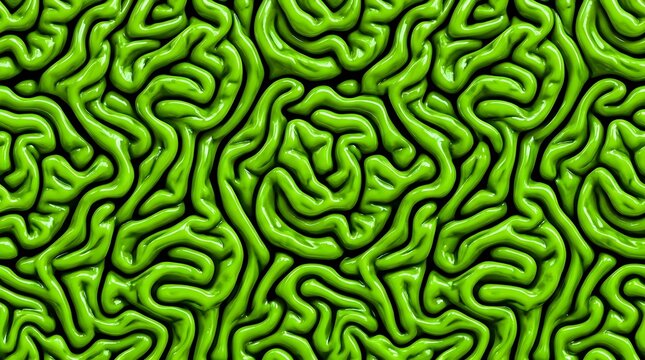 Abstract bright green brain texture pattern