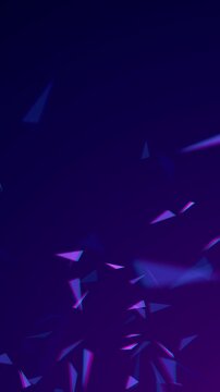 Purple Abstract Triangle Particles Floating Animation,Geometric Polygon  for Technology and Business Videos Stream Vertical Social Media Motion Background