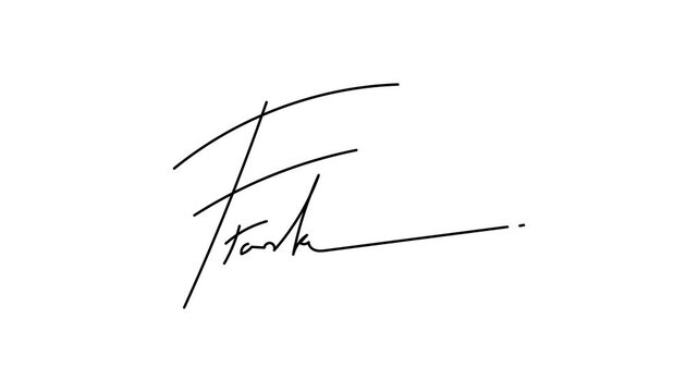 Frank name signature looping animation on white background