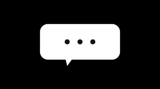 Outlined speech bubble typing dots on transparent video