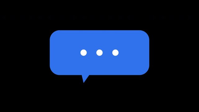 Blue message bubble typing animation transparent overlay