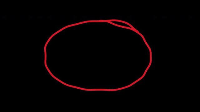 Red scribble circle highlight animation on transparent background