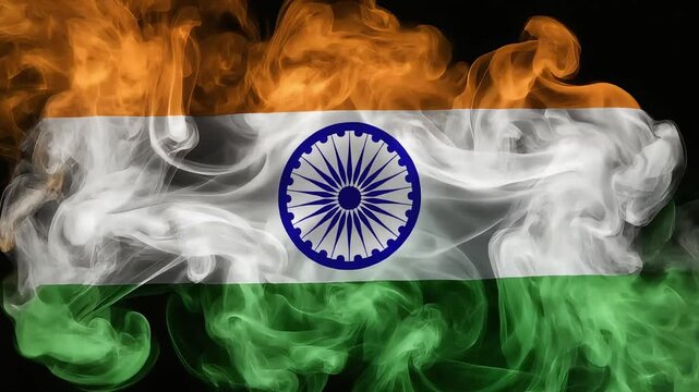 India flag Indian flag saffron white green Ashoka Chakra smoke flag