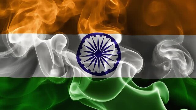 India Indian national flag saffron white green Ashoka Chakra smoke flag