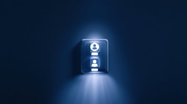 Glowing authentication gateway with user icons