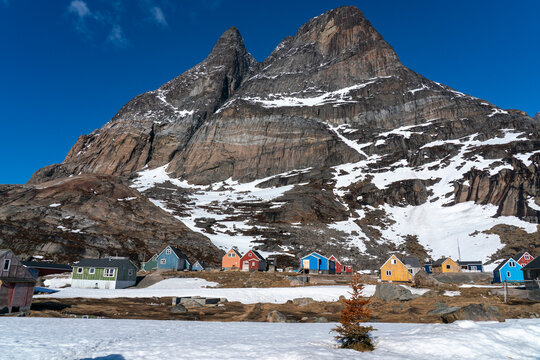 Colorful houses, Aappilattoq, Prins Christian Sound, Greenland