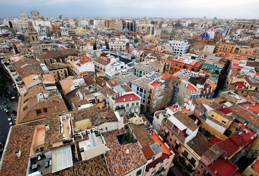 Cityscape of rooftops in Valencia, Spain