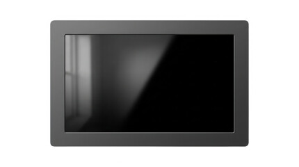 Obraz premium Czarny monitor komputerowy lub ekran telewizora z odbiciem światła, izolowany na białym tle, makieta do prezentacji.