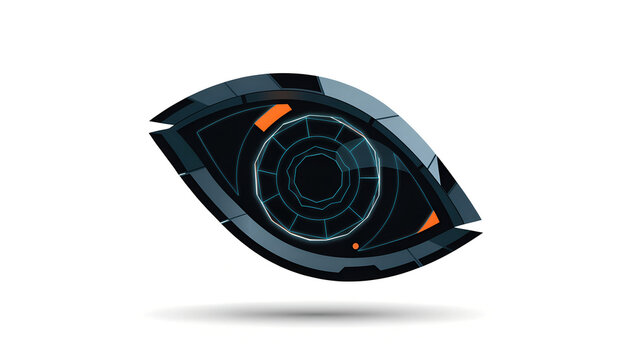 Futuristic robotic eye icon, high tech digital vision sensor for cybernetic technology design.
