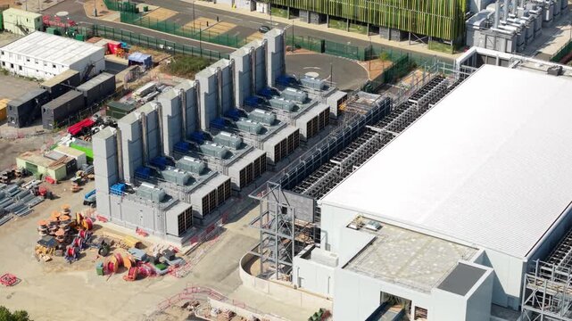 Hyperscale Data Centre Rooftop Chillers and Coolers in Harlow Drone View UK