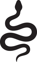 Fototapeta premium Black silhouette of a winding snake with an s-curve body and distinct head, isolated serpent viper python