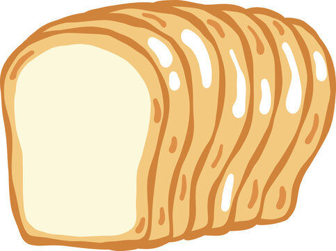 cute slice bread toast bakery food vector illustration