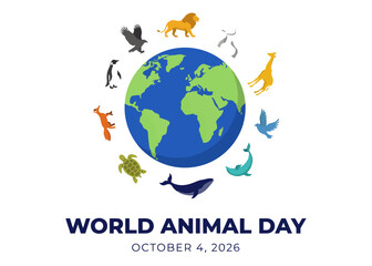 Naklejka premium World Animal Day Wildlife Conservation and Animal Protection Awareness Design