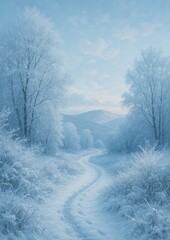 Fototapeta premium Serene snowy winter landscape.